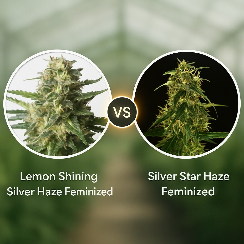 Lemon Shining Silver Haze (Royal Queen Seeds) vs Silver Star Haze (Bulldog Seeds) cannabis seeds comparison