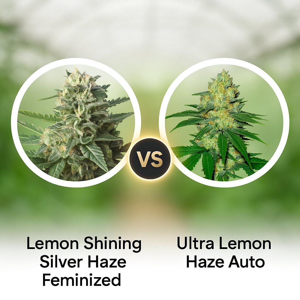 Lemon Shining Silver Haze (Royal Queen Seeds) vs Ultra Lemon Haze (Auto Seeds) cannabis seeds comparison