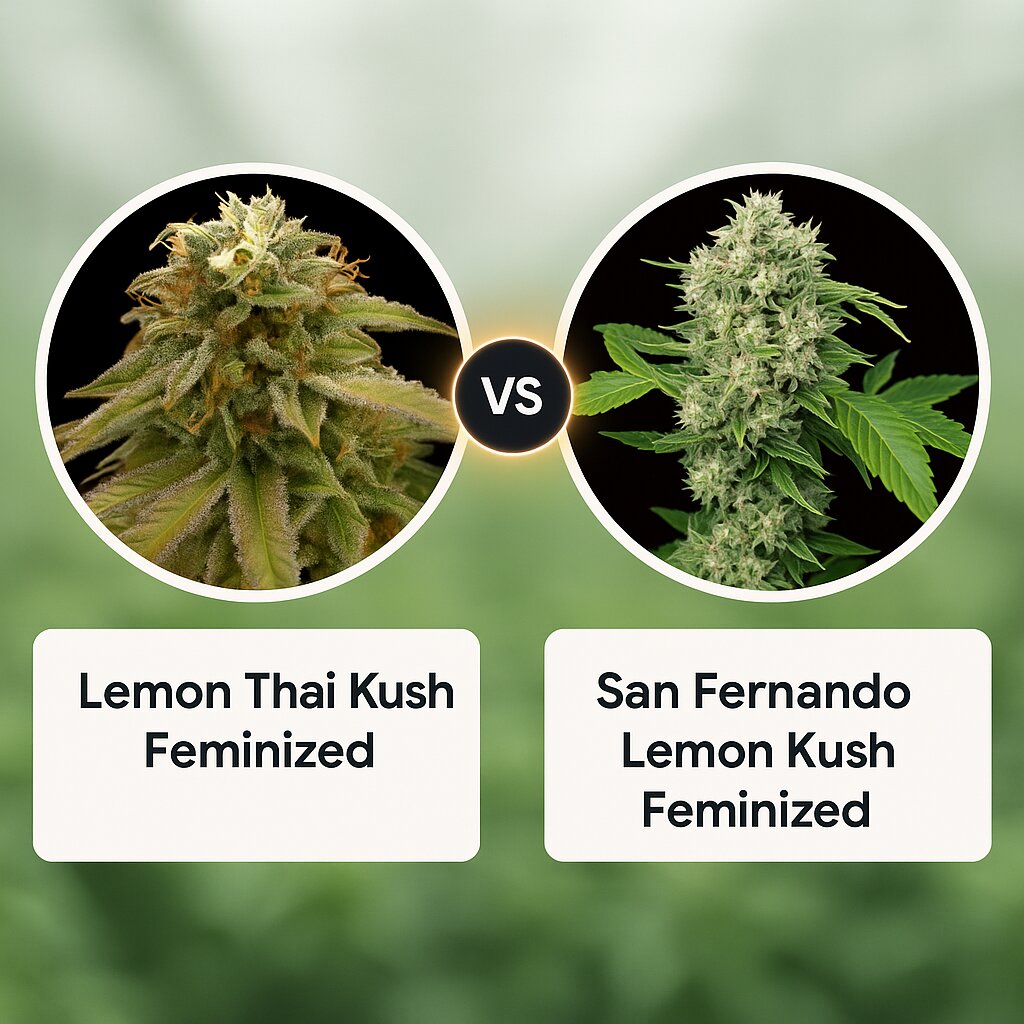 Lemon Thai Kush (Humboldt Seed Organization) vs San Fernando Lemon Kush (Sweet Seeds) cannabis seeds comparison