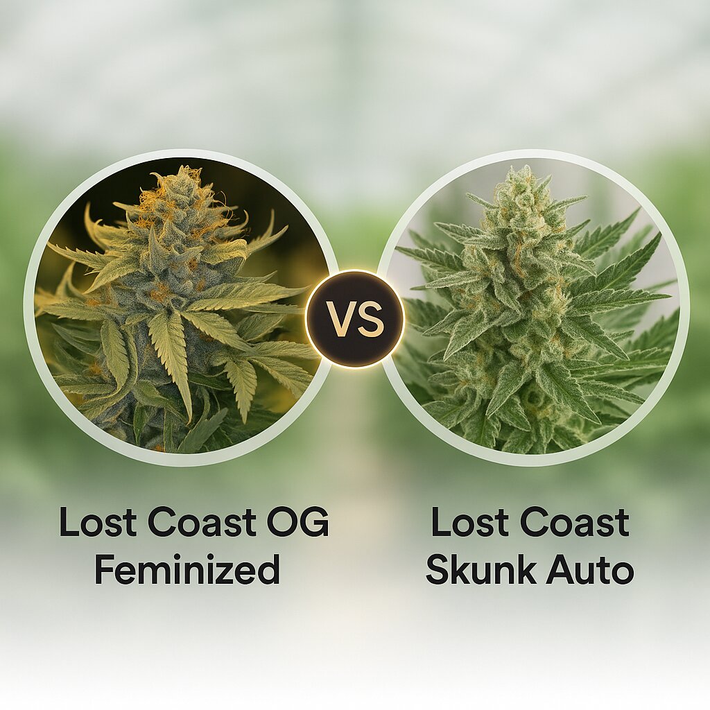 Lost Coast OG (Humboldt Seed Organization) vs Lost Coast Skunk Auto (Humboldt Seed Organization) cannabis seeds comparison