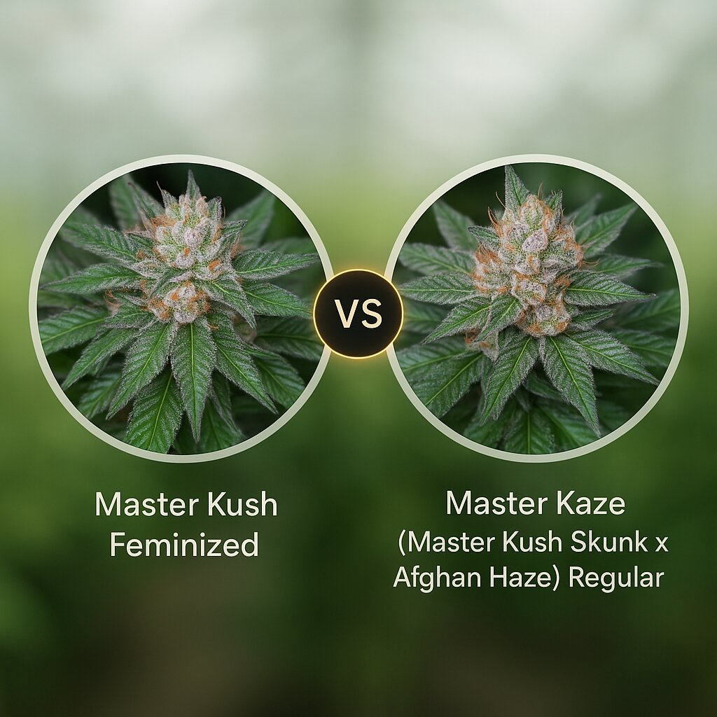 Master Kush (Humboldt Seed Organization) vs Master Kaze (Master Kush Skunk x Afghan Haze) (Mr Nice Seedbank) cannabis seeds comparison