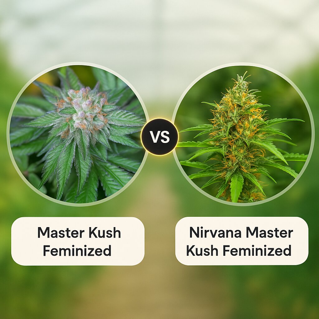 Master Kush (Humboldt Seed Organization) vs Nirvana Master Kush (Nirvana Seeds) cannabis seeds comparison