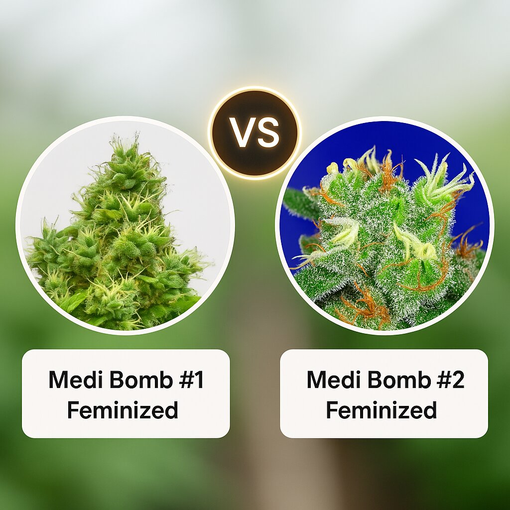Medi Bomb #1 (Bomb Seeds) vs Medi Bomb #2 (Bomb Seeds) cannabis seeds comparison
