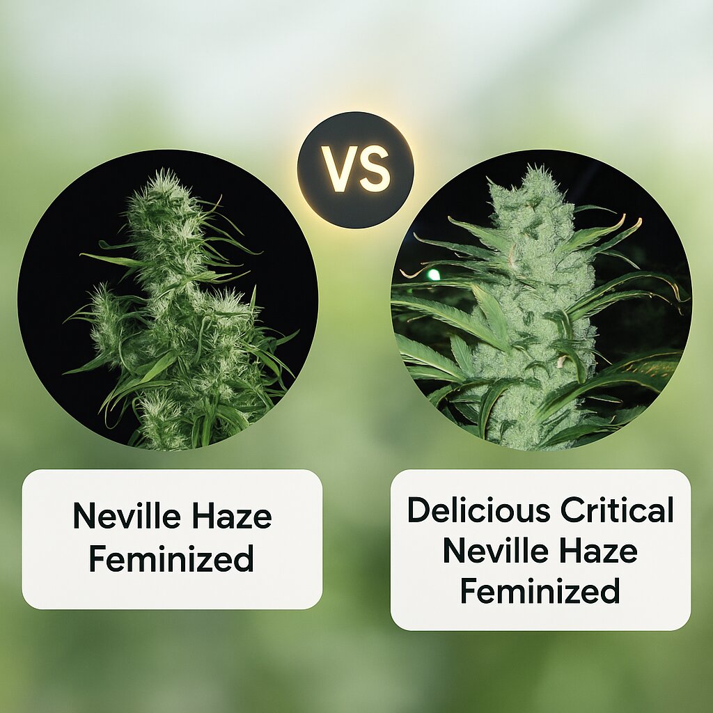 Neville Haze (Greenhouse Seed Co) vs Delicious Critical Neville Haze (Delicious Seeds) cannabis seeds comparison