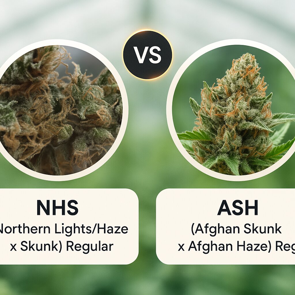 NHS (Northern Lights/Haze x Skunk) (Mr Nice Seedbank) vs ASH (Afghan Skunk x Afghan Haze) (Mr Nice Seedbank) cannabis seeds comparison