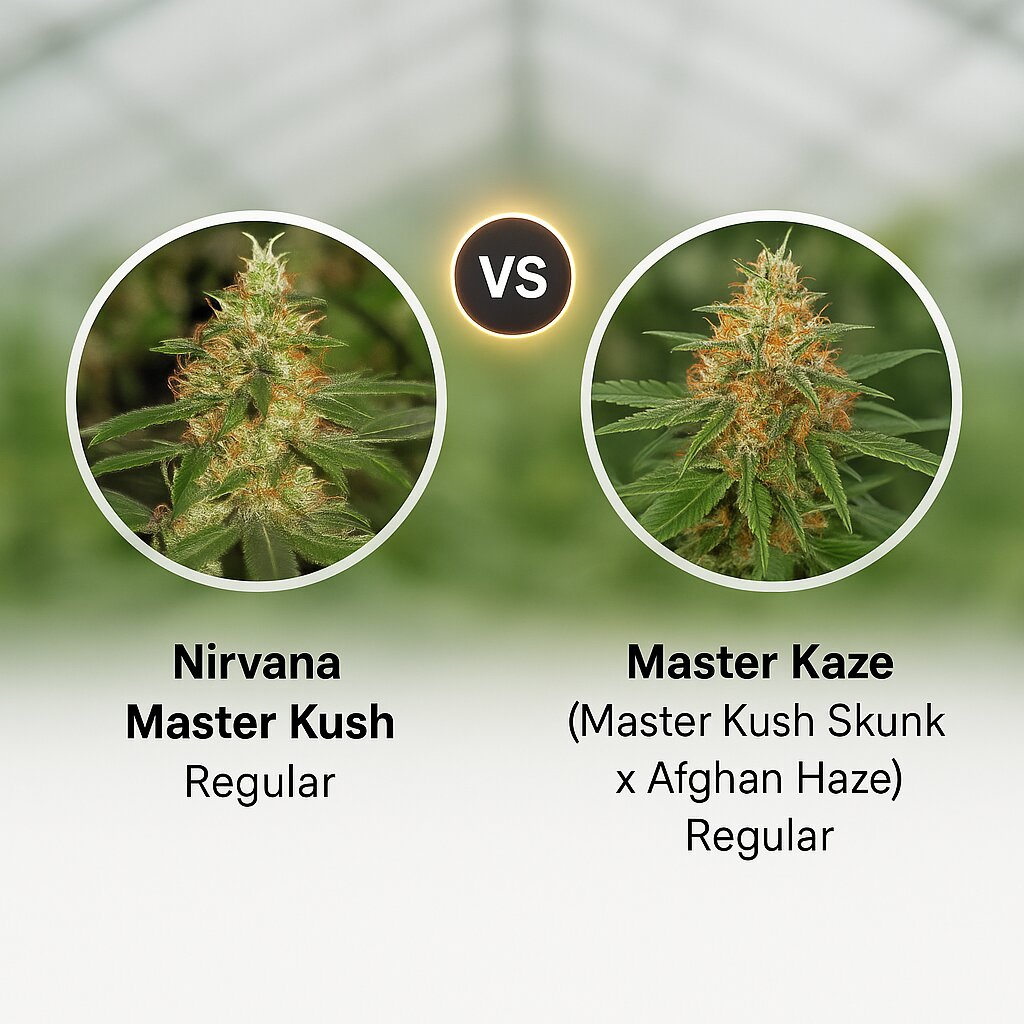 Nirvana Master Kush (Nirvana Seeds) vs Master Kaze (Master Kush Skunk x Afghan Haze) (Mr Nice Seedbank) cannabis seeds comparison