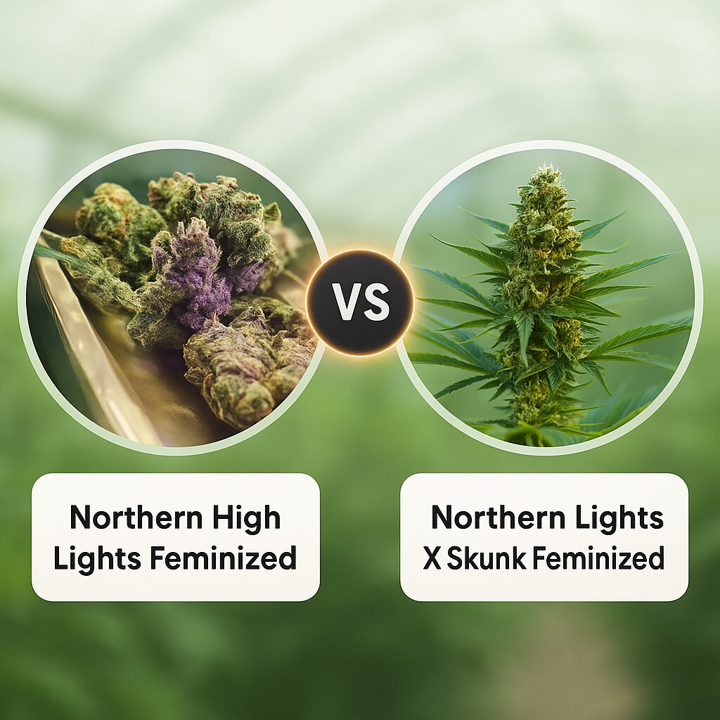 Northern High Lights (Advanced Genetics Seeds) vs Northern Lights X Skunk (G13 Labs) cannabis seeds comparison