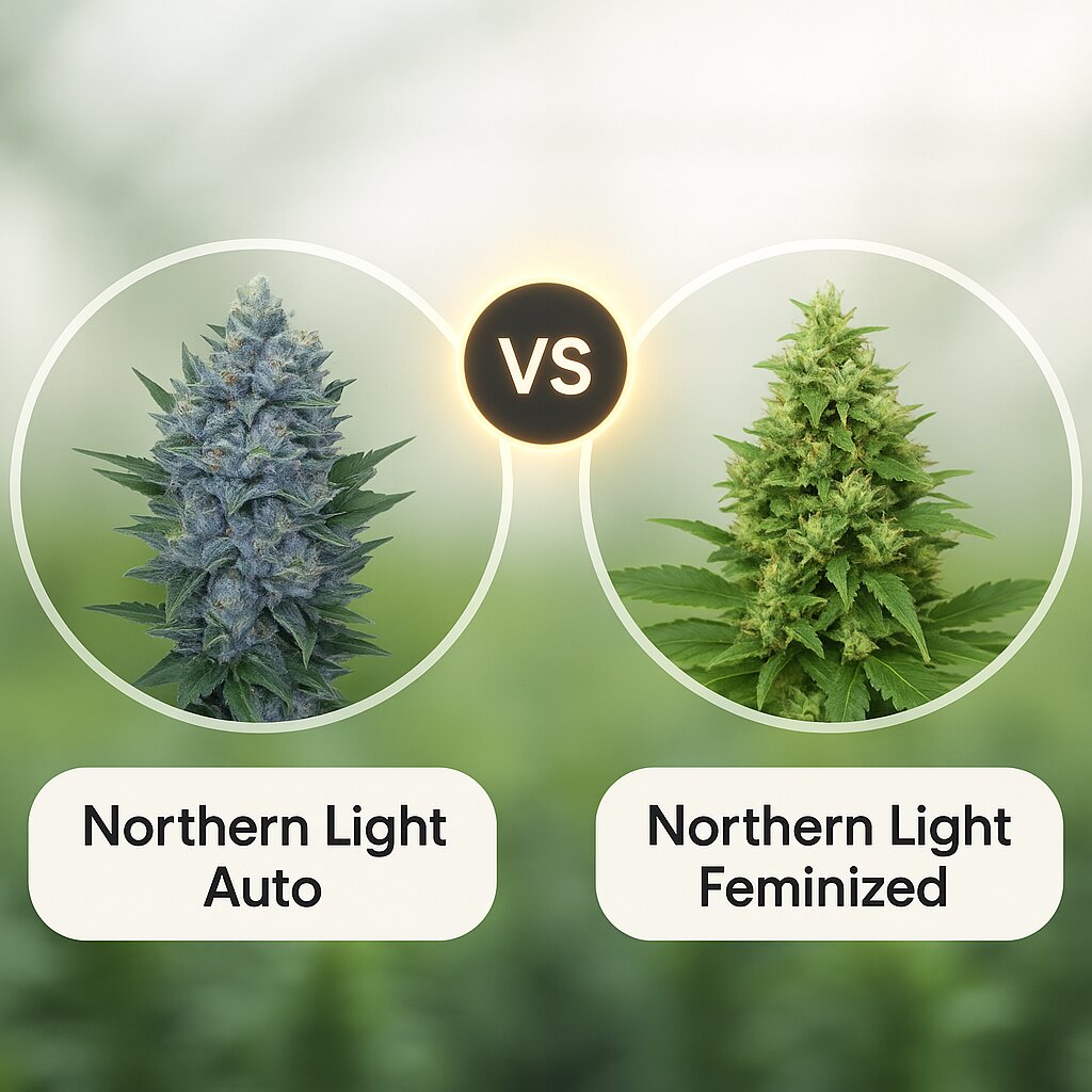 Northern Light Auto (Royal Queen Seeds) vs Northern Light (Bulldog Seeds) cannabis seeds comparison