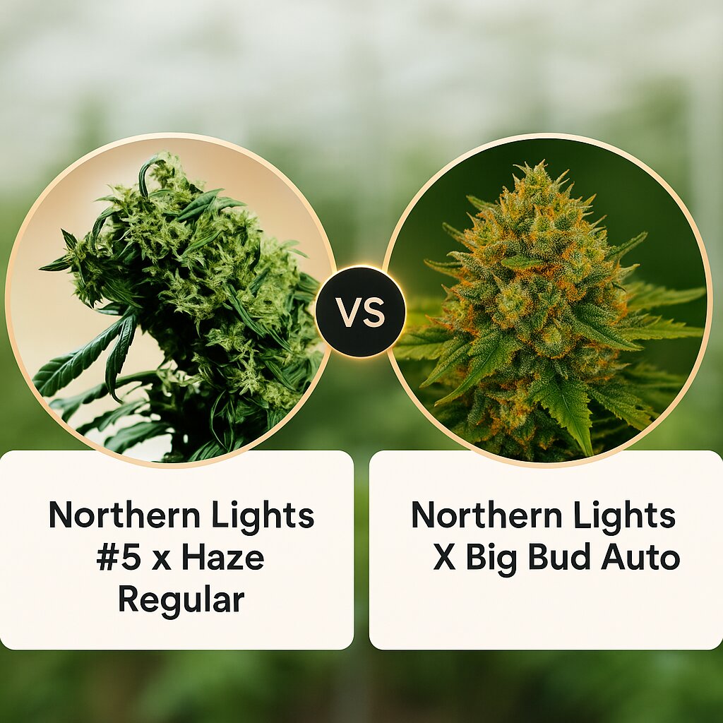 Northern Lights #5 x Haze (Sensi Seeds) vs Northern Lights X Big Bud Auto (World of Seeds) cannabis seeds comparison