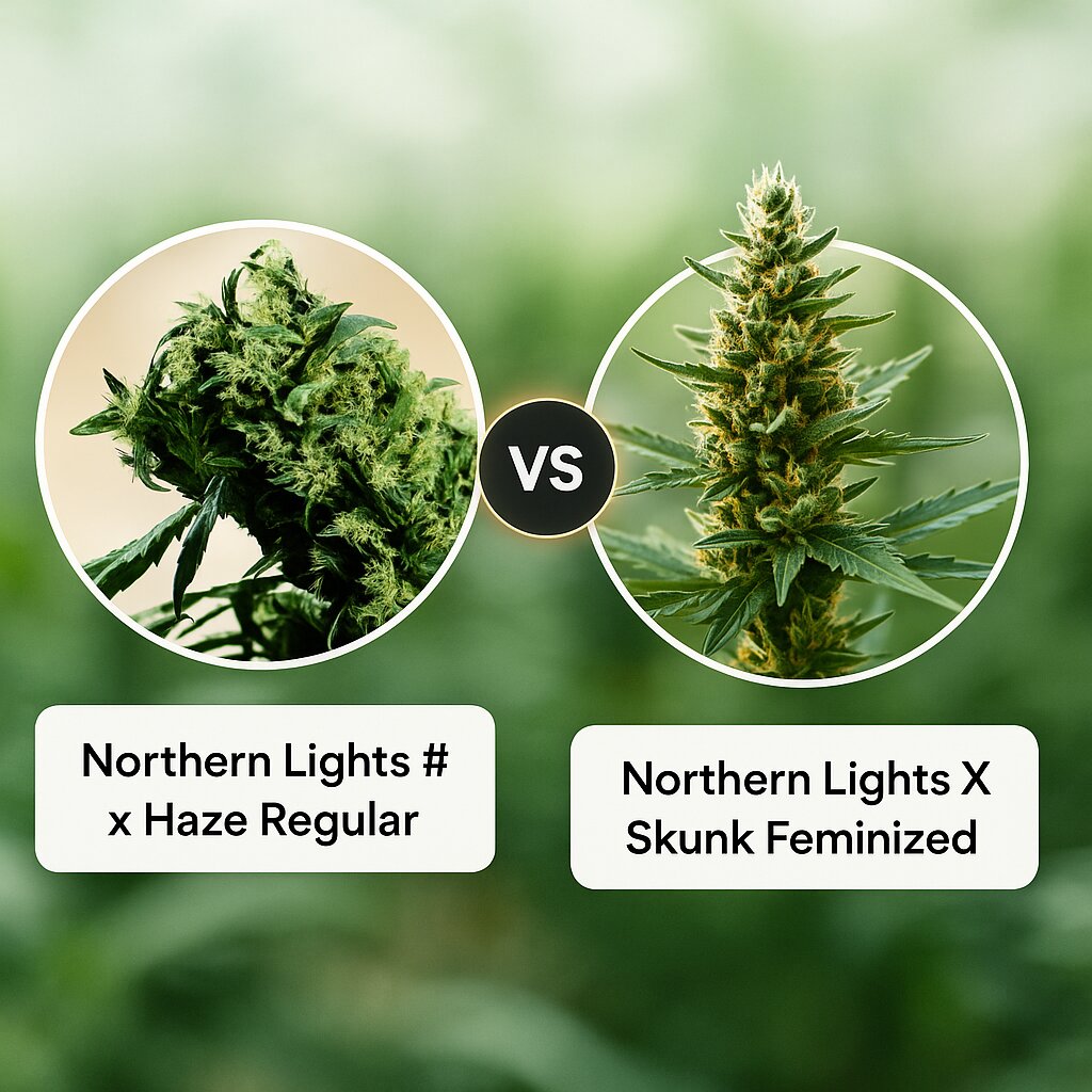Northern Lights #5 x Haze (Sensi Seeds) vs Northern Lights X Skunk (G13 Labs) cannabis seeds comparison