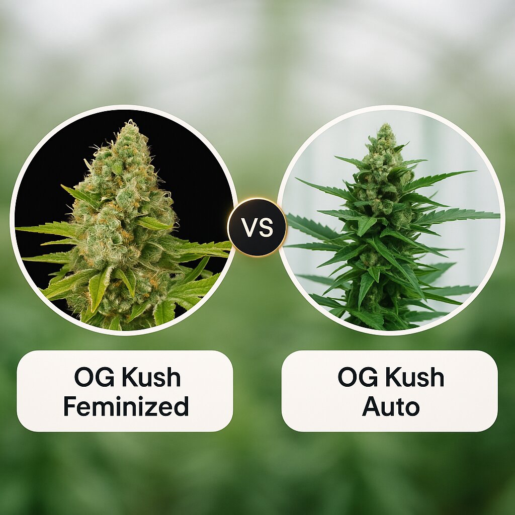 OG Kush (DinaFem Seeds) vs OG Kush Auto (Dr Krippling) cannabis seeds comparison