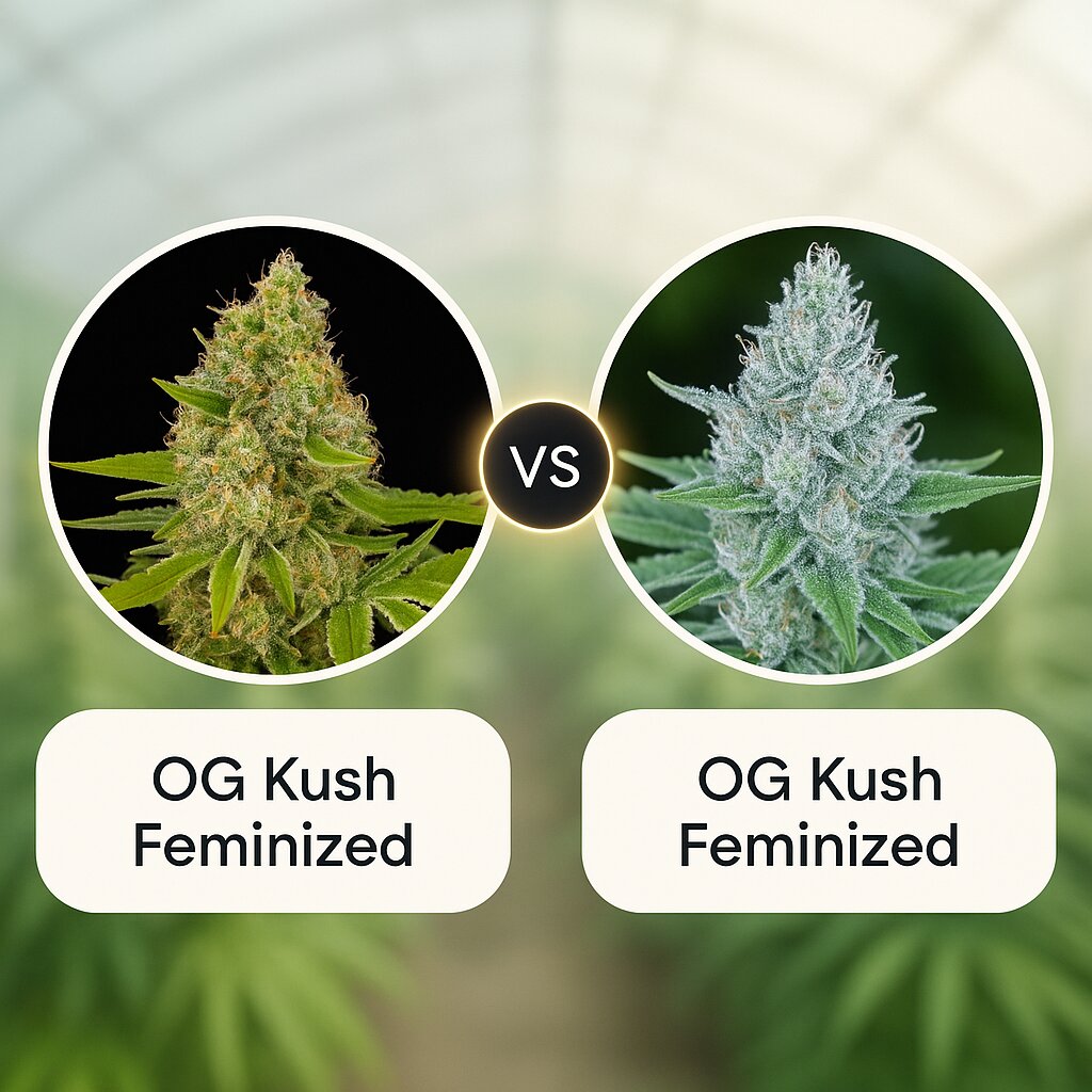 OG Kush (DinaFem Seeds) vs OG Kush (Tyrol Seeds) cannabis seeds comparison