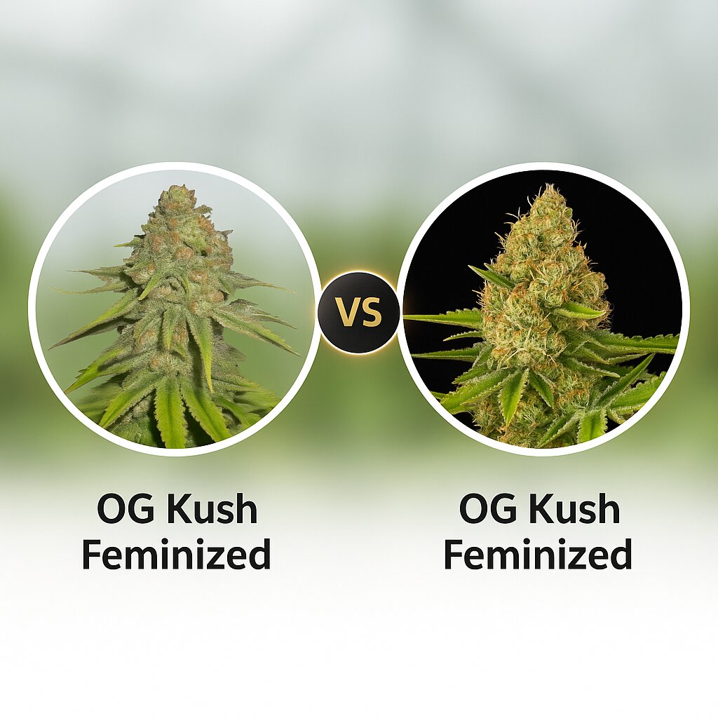OG Kush (Royal Queen Seeds) vs OG Kush (DinaFem Seeds) cannabis seeds comparison