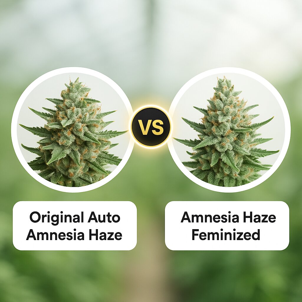 Original Auto Amnesia Haze (FastBuds) vs Amnesia Haze (Royal Queen Seeds) cannabis seeds comparison