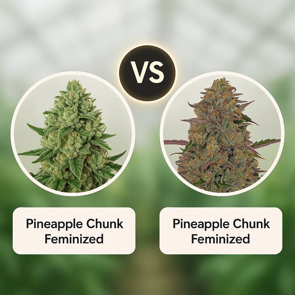 Pineapple Chunk (Advanced Genetics Seeds) vs Pineapple Chunk (Barneys Farm) cannabis seeds comparison