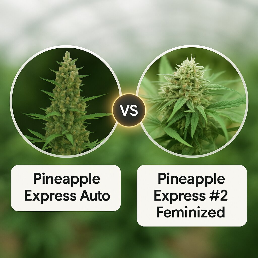 Pineapple Express Auto (Barneys Farm) vs Pineapple Express #2 (G13 Labs) cannabis seeds comparison