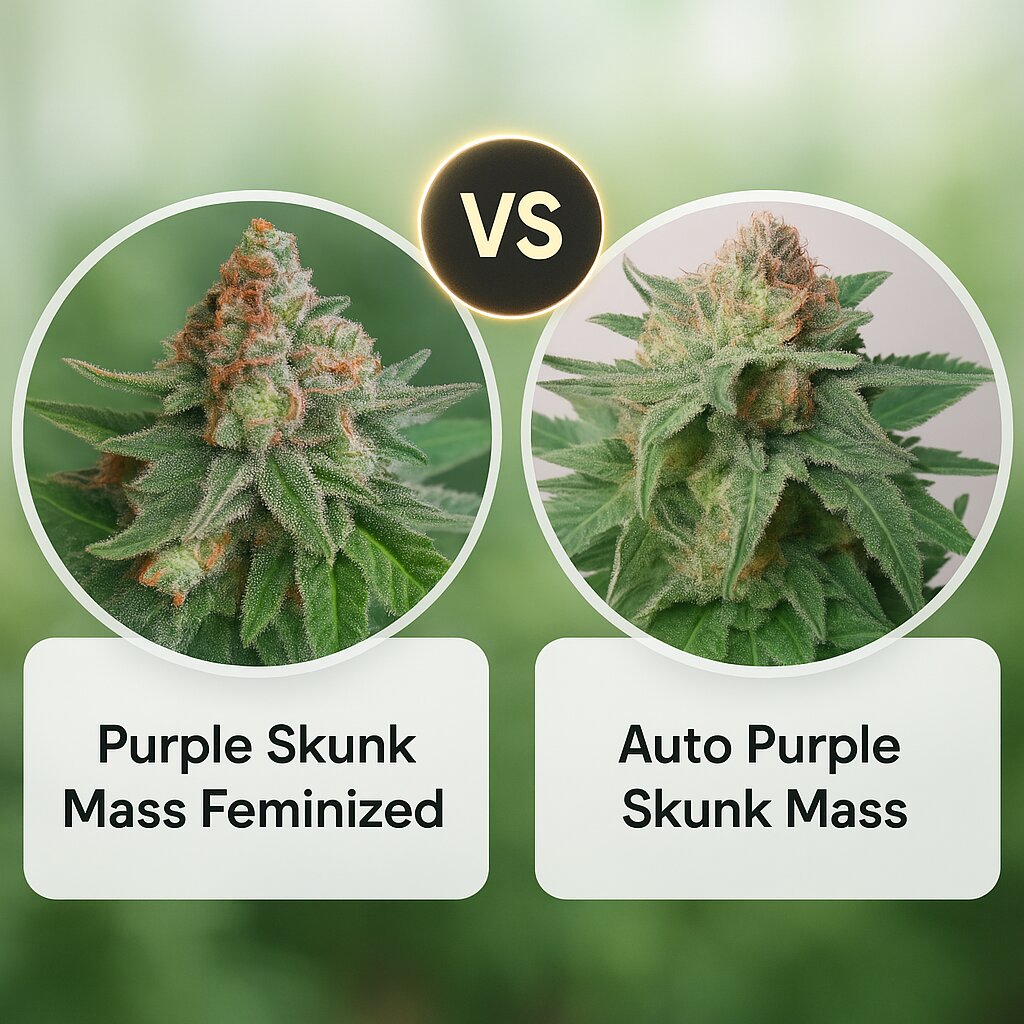 Purple Skunk Mass (Critical Mass Collective) vs Auto Purple Skunk Mass (Critical Mass Collective) cannabis seeds comparison