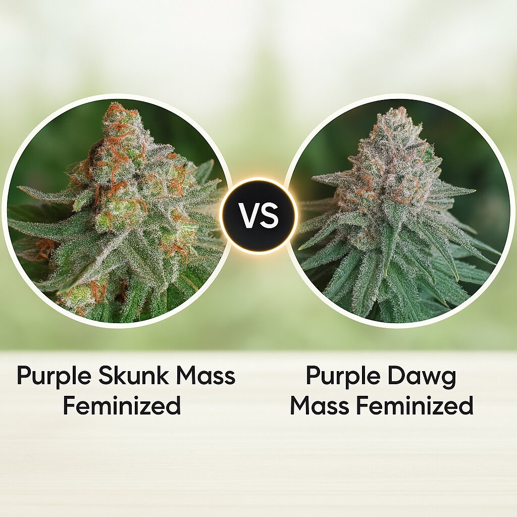Purple Skunk Mass (Critical Mass Collective) vs Purple Dawg Mass (Critical Mass Collective) cannabis seeds comparison