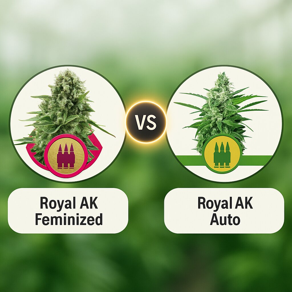 Royal AK (Royal Queen Seeds) vs Royal AK Auto (Royal Queen Seeds) cannabis seeds comparison