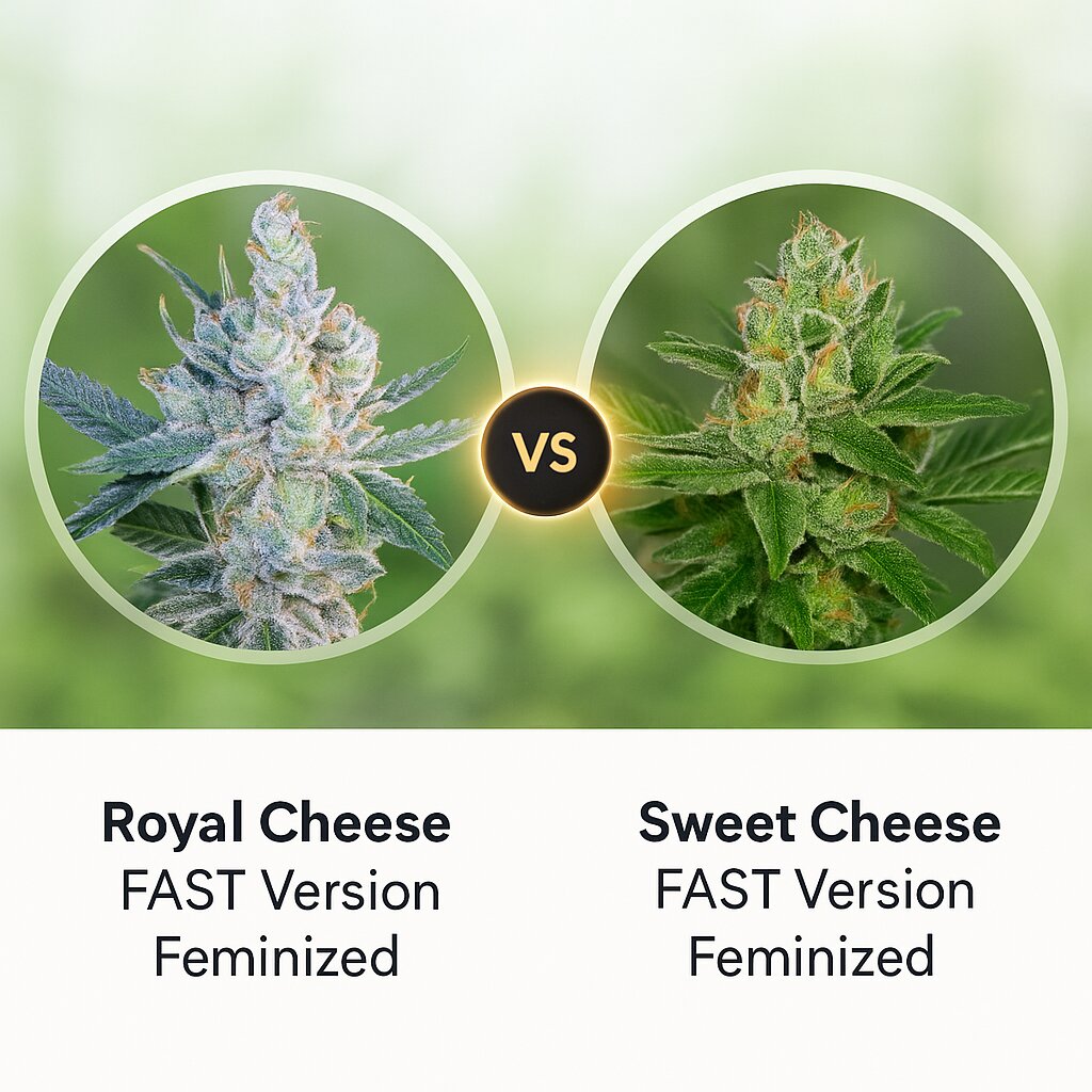 Royal Cheese FAST Version (Royal Queen Seeds) vs Sweet Cheese FAST Version (Sweet Seeds) cannabis seeds comparison