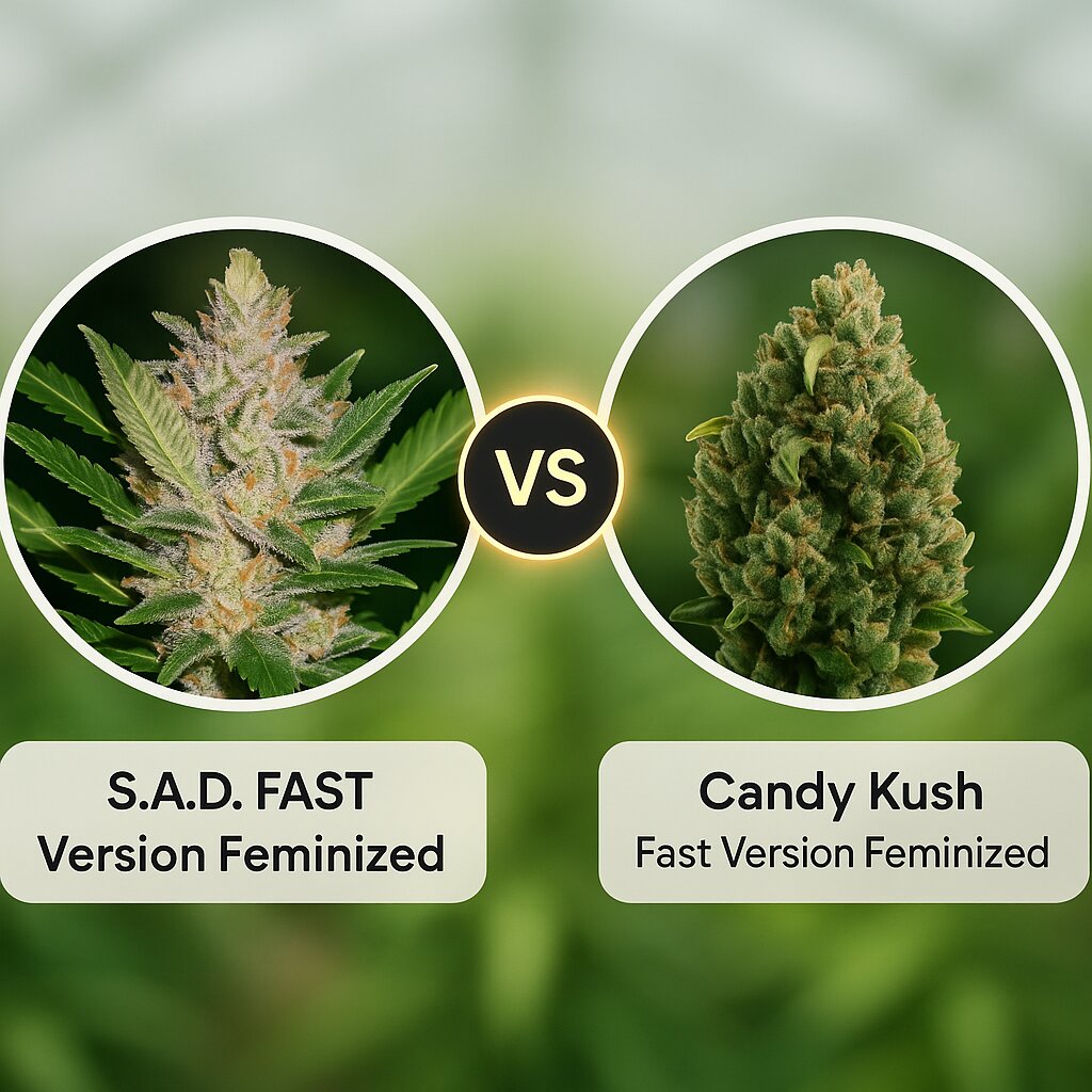 S.A.D. FAST Version (Sweet Seeds) vs Candy Kush Fast Version (Royal Queen Seeds) cannabis seeds comparison