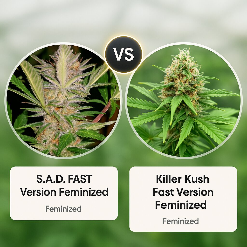 S.A.D. FAST Version (Sweet Seeds) vs Killer Kush Fast Version (Sweet Seeds) cannabis seeds comparison