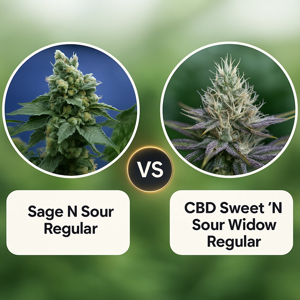 Sage N Sour (TH Seeds) vs CBD Sweet 'N Sour Widow (Seedsman) cannabis seeds comparison