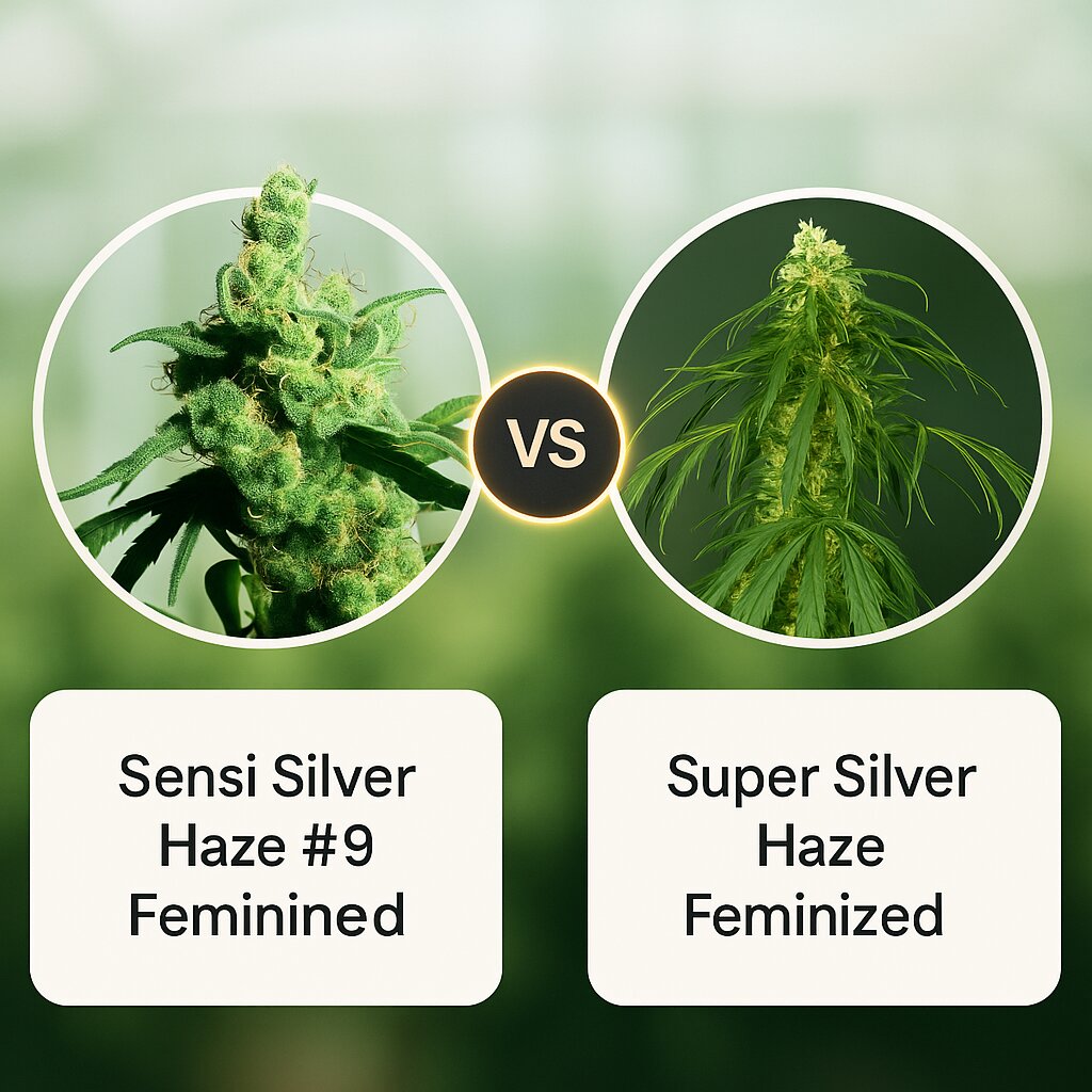 Sensi Silver Haze #9 (Sensi Seeds) vs Super Silver Haze (DinaFem Seeds) cannabis seeds comparison