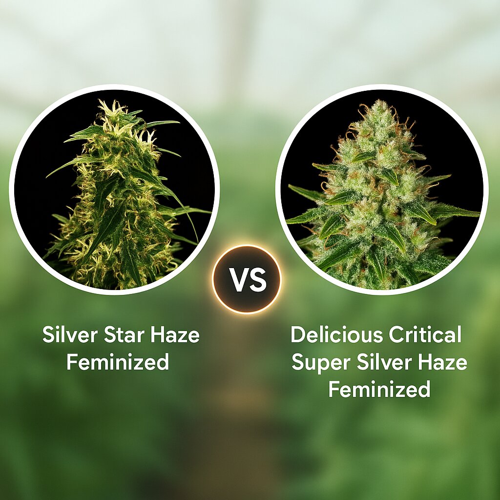 Silver Star Haze (Bulldog Seeds) vs Delicious Critical Super Silver Haze (Delicious Seeds) cannabis seeds comparison