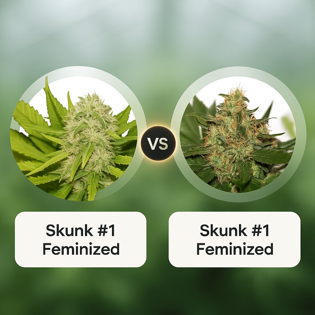 Skunk #1 (Royal Queen Seeds) vs Skunk #1 (Seedsman) cannabis seeds comparison
