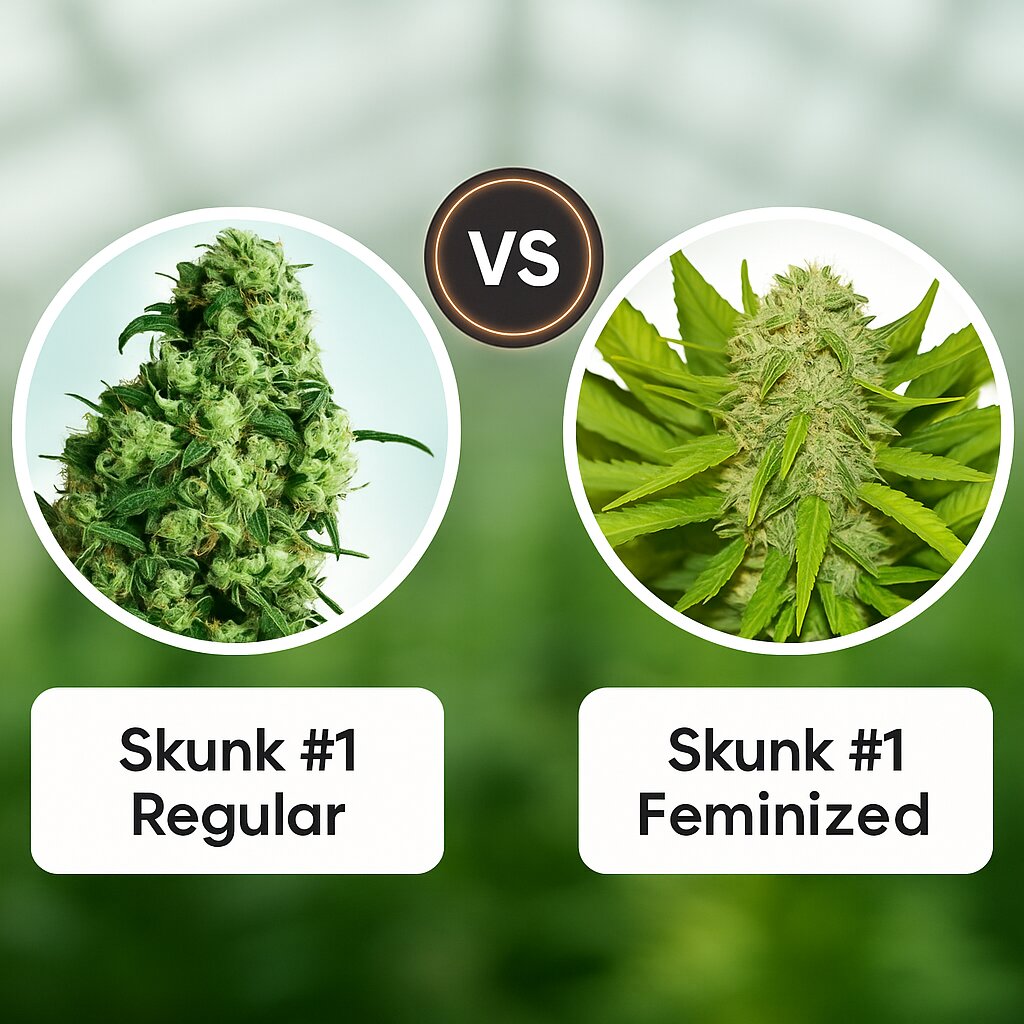 Skunk #1 (Sensi Seeds) vs Skunk #1 (Royal Queen Seeds) cannabis seeds comparison