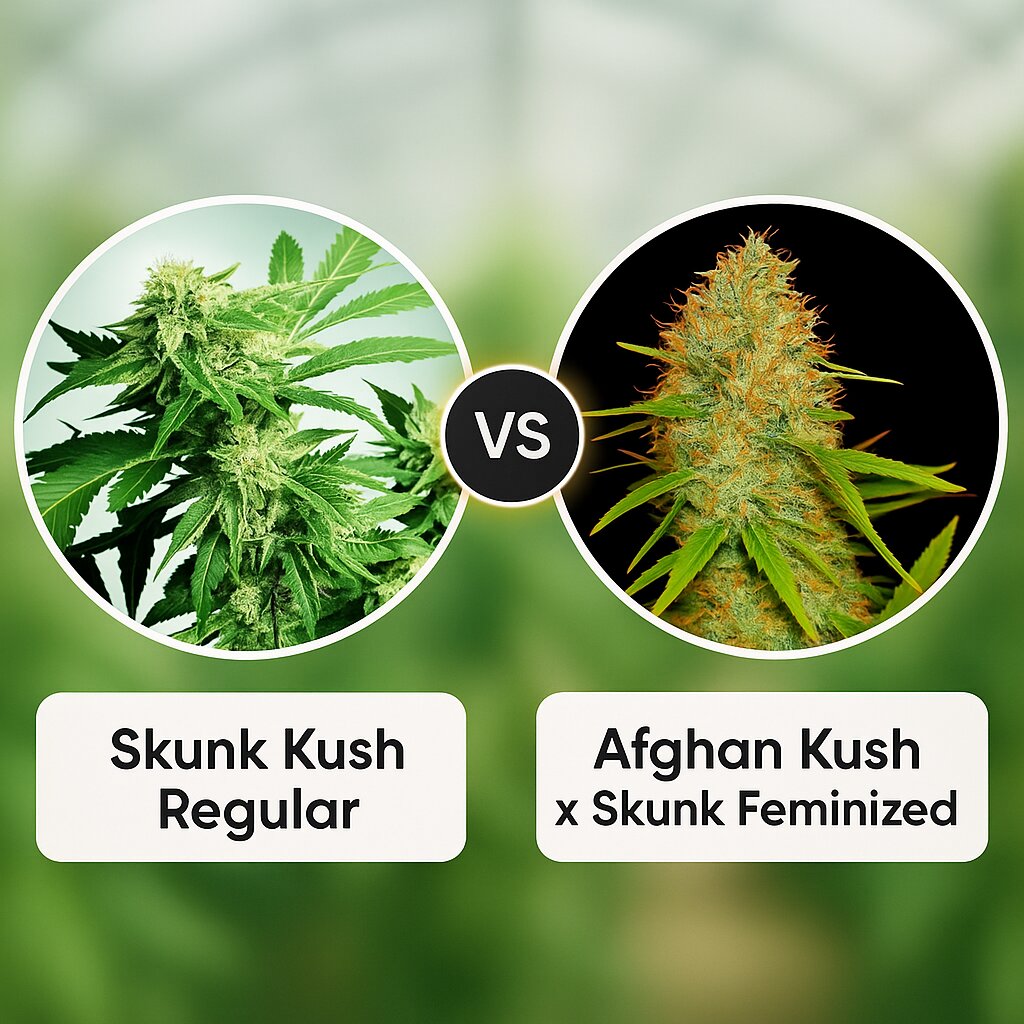 Skunk Kush (Sensi Seeds) vs Afghan Kush x Skunk (World of Seeds) cannabis seeds comparison