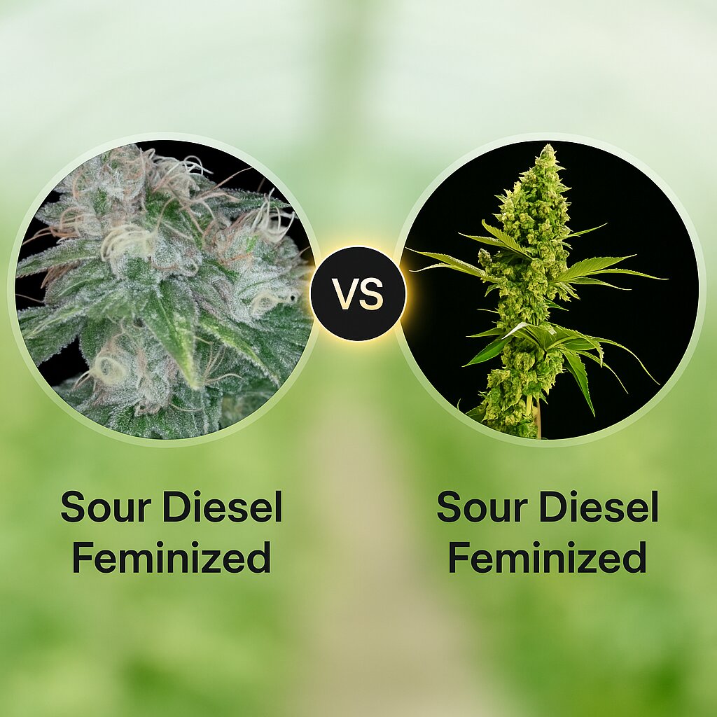 Sour Diesel (Reserva Privada) vs Sour Diesel (Bulldog Seeds) cannabis seeds comparison