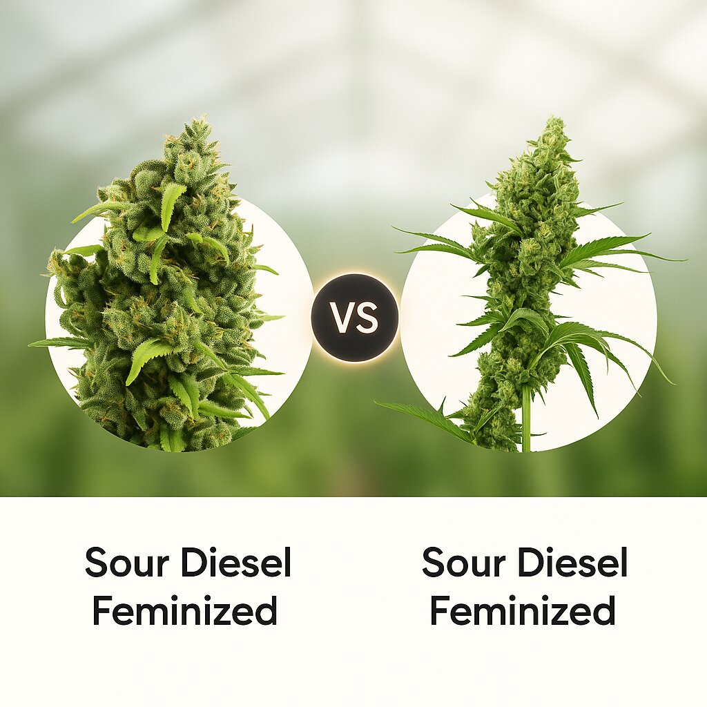 Sour Diesel (Royal Queen Seeds) vs Sour Diesel (Bulldog Seeds) cannabis seeds comparison