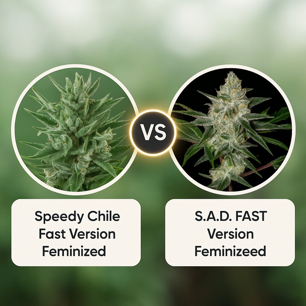 Speedy Chile Fast Version (Royal Queen Seeds) vs S.A.D. FAST Version (Sweet Seeds) cannabis seeds comparison
