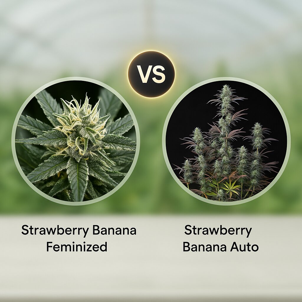 Strawberry Banana (Reserva Privada) vs Strawberry Banana Auto (FastBuds) cannabis seeds comparison