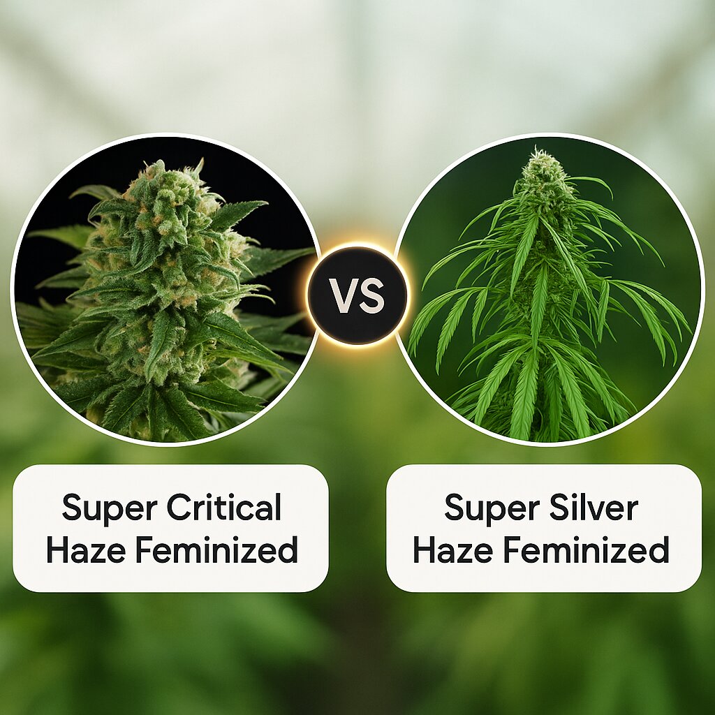 Super Critical Haze (DinaFem Seeds) vs Super Silver Haze (DinaFem Seeds) cannabis seeds comparison