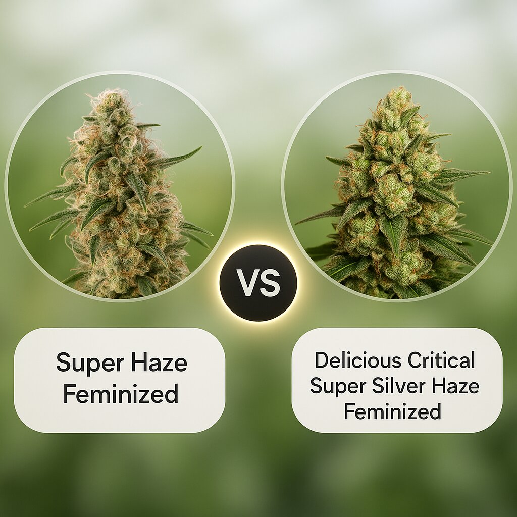 Super Haze (Dutch Passion) vs Delicious Critical Super Silver Haze (Delicious Seeds) cannabis seeds comparison