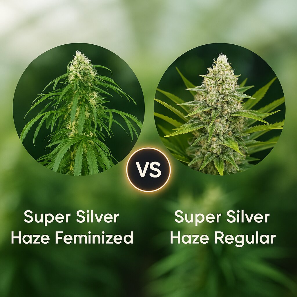 Super Silver Haze (DinaFem Seeds) vs Super Silver Haze (Mr Nice Seedbank) cannabis seeds comparison