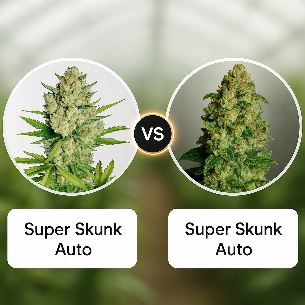Super Skunk Auto (Sensi Seeds) vs Super Skunk Auto (Dr Krippling) cannabis seeds comparison