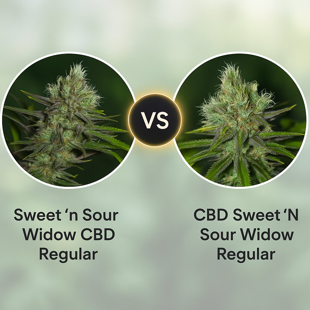 Sweet 'n Sour Widow CBD (CBD Crew) vs CBD Sweet 'N Sour Widow (Seedsman) cannabis seeds comparison