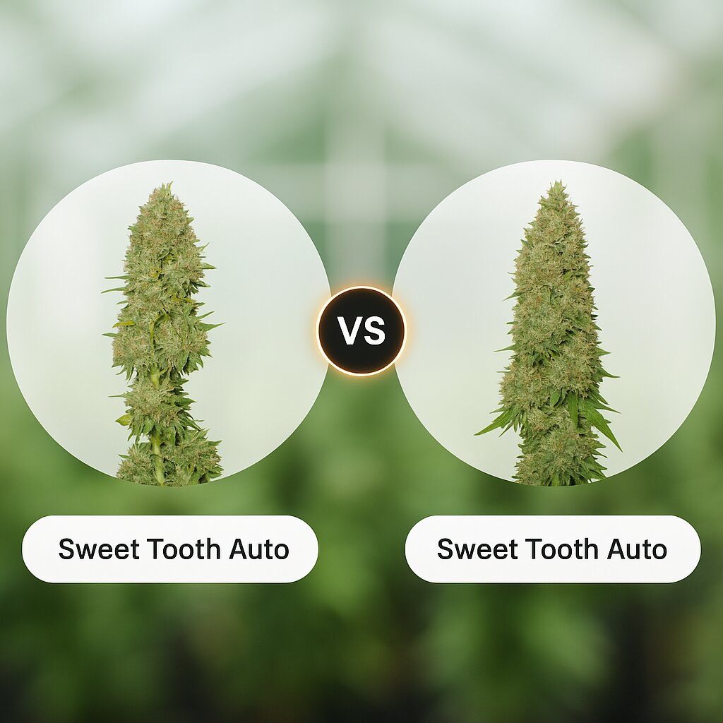Sweet Tooth Auto (Barneys Farm) vs Sweet Tooth Auto (Seedsman) cannabis seeds comparison
