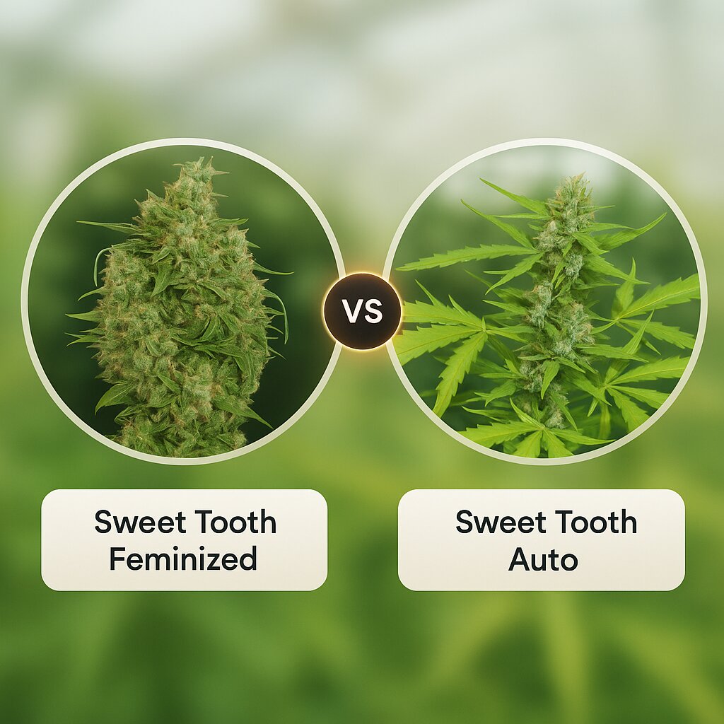 Sweet Tooth (Barneys Farm) vs Sweet Tooth Auto (Barneys Farm) cannabis seeds comparison