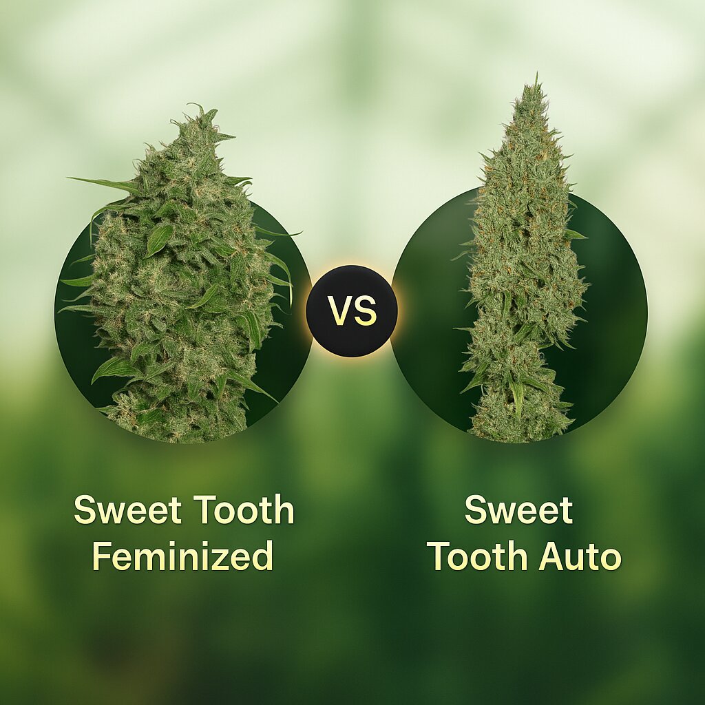 Sweet Tooth (Barneys Farm) vs Sweet Tooth Auto (Seedsman) cannabis seeds comparison