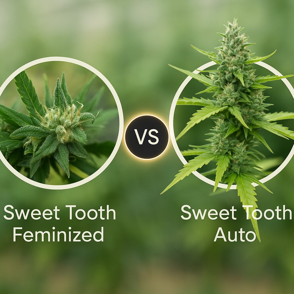 Sweet Tooth (z710 Genetics) vs Sweet Tooth Auto (Barneys Farm) cannabis seeds comparison
