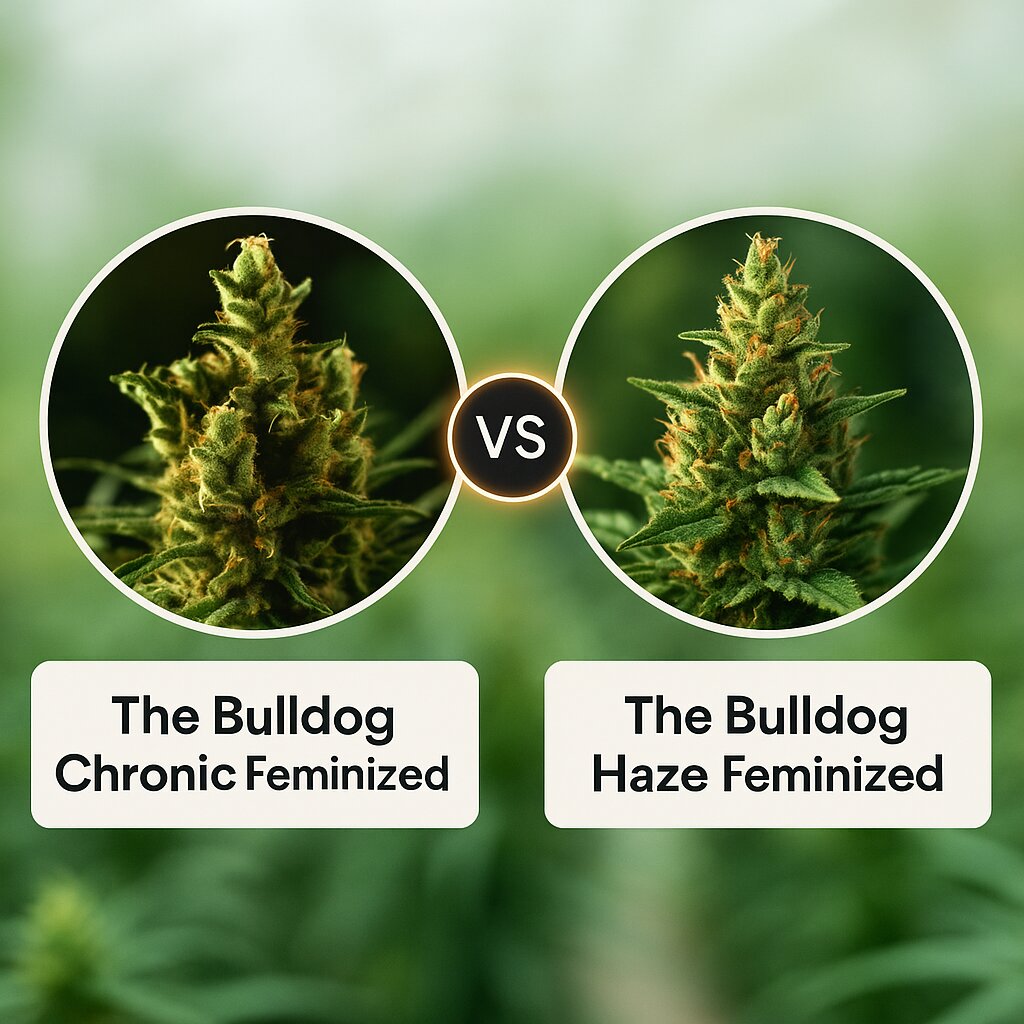 The Bulldog Chronic (Bulldog Seeds) vs The Bulldog Haze (Bulldog Seeds) cannabis seeds comparison