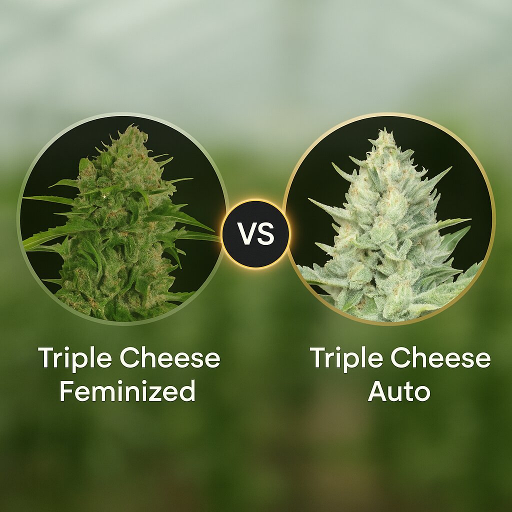 Triple Cheese (Barneys Farm) vs Triple Cheese Auto (Anesia Seeds) cannabis seeds comparison