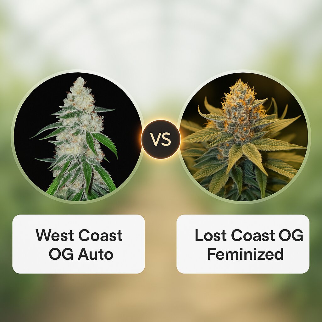 West Coast OG Auto (FastBuds) vs Lost Coast OG (Humboldt Seed Organization) cannabis seeds comparison
