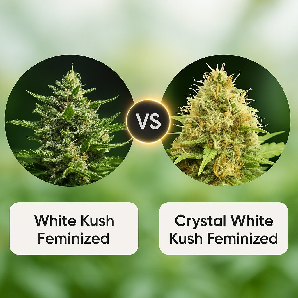 White Kush (Advanced Seeds) vs Crystal White Kush (Dutch Passion) cannabis seeds comparison