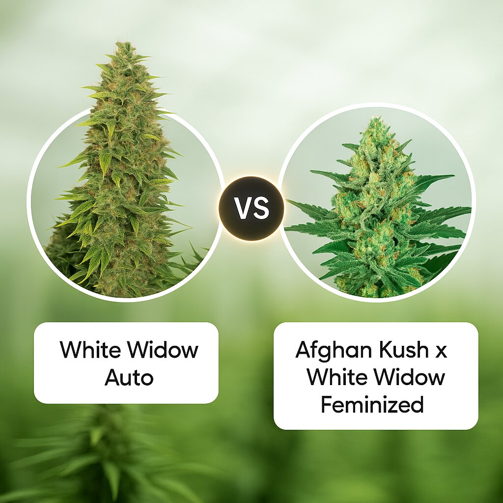 White Widow (Vision Seeds) vs Afghan Kush x White Widow (World of Seeds) cannabis seeds comparison